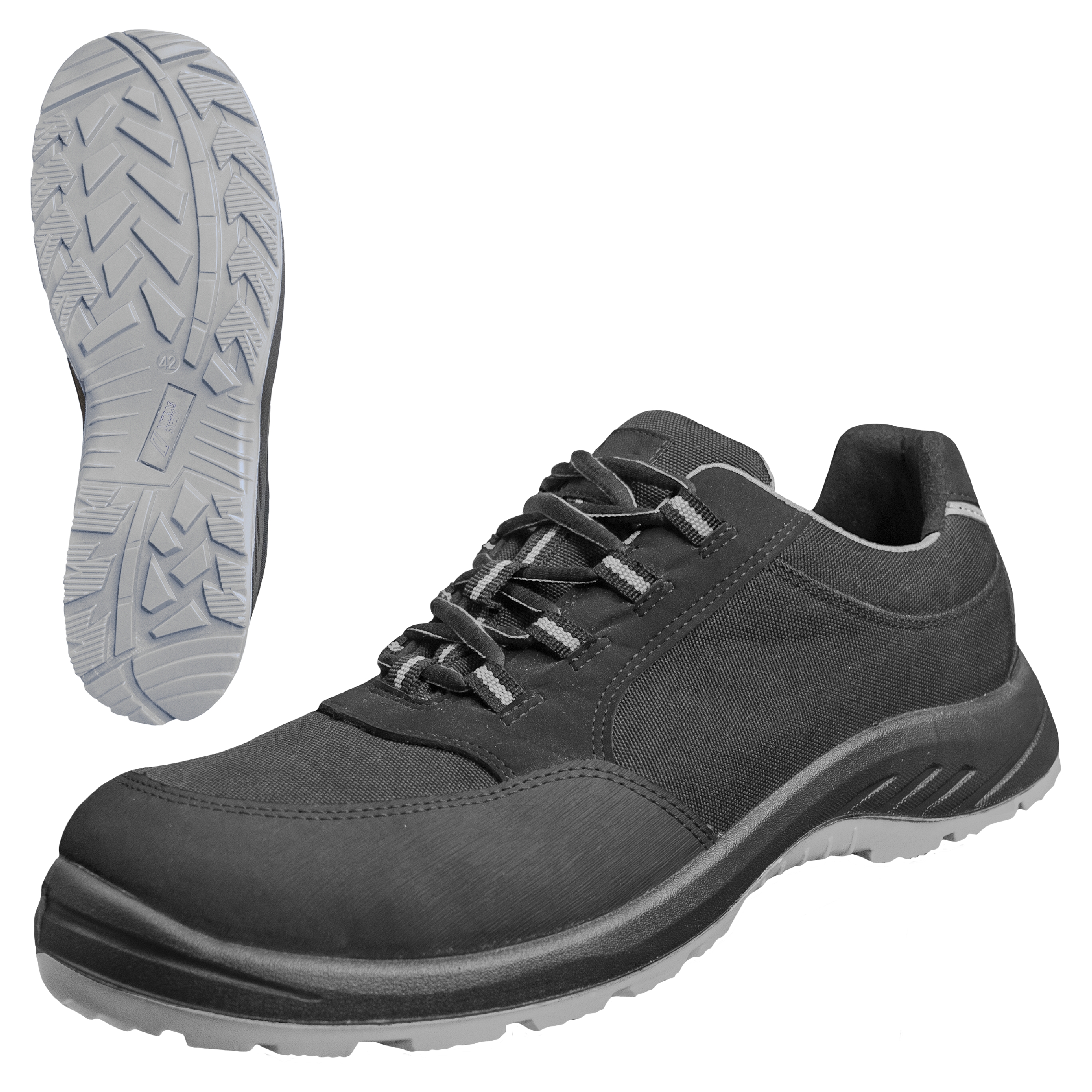 NITRAS SOLID STEP, Sicherheitshalbschuhe, S3S CI FO, strapazierfähiges Textil, schwarz, widerstandsfähige PU / PU-Laufsohle, schwarz / grau (Farbcode: 1012), EN ISO 20345, EN IEC 61340-4-3, DGUV Regel 112-191