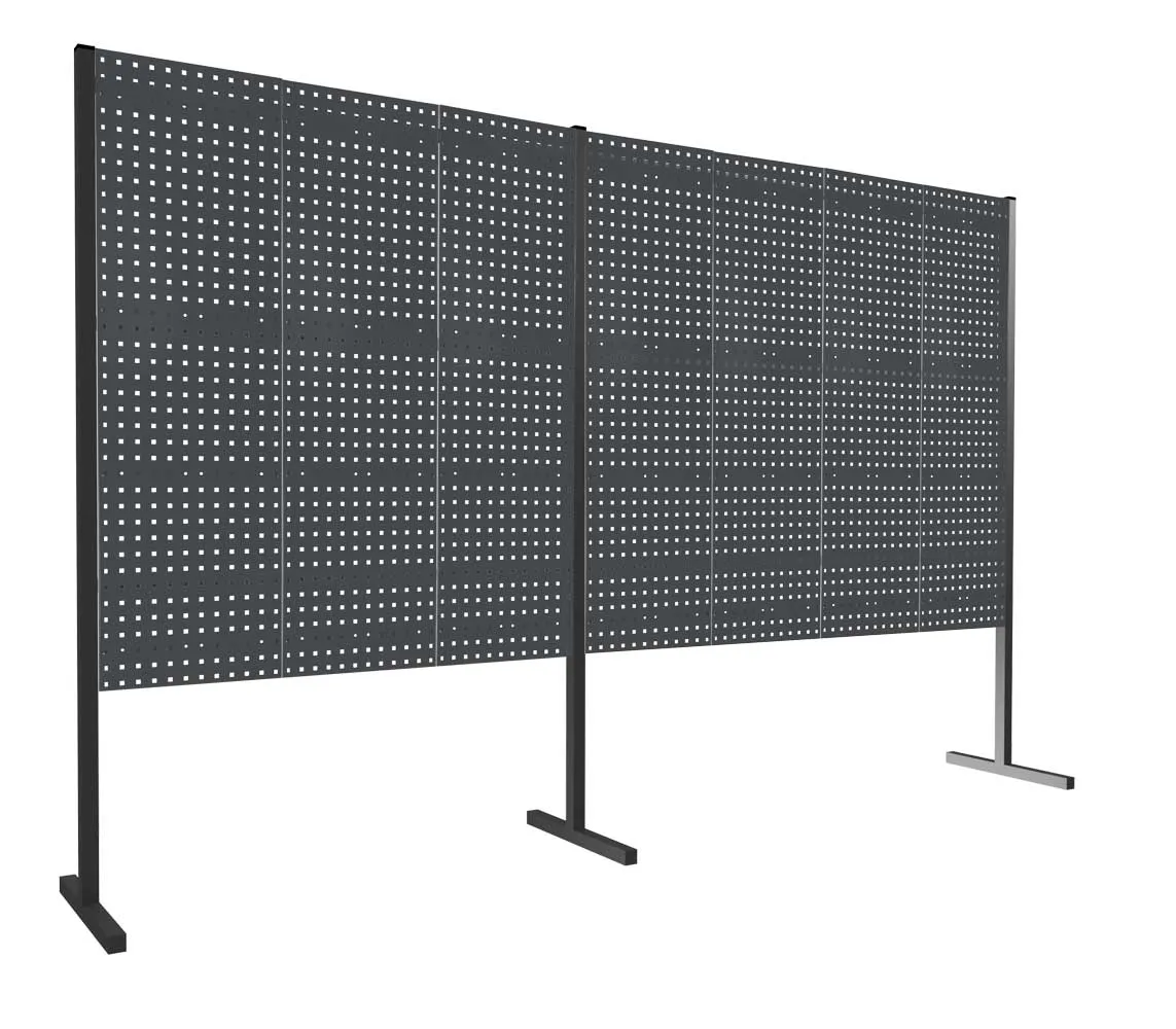 Das ?RasterPlan Trennwand Doppelfeld 180? von Kappes Systeme GmbH bietet flexible Raumteilung mit 7 Lochplatten, ideal f?r B?ros und Werkst?tten, in RAL 7016.