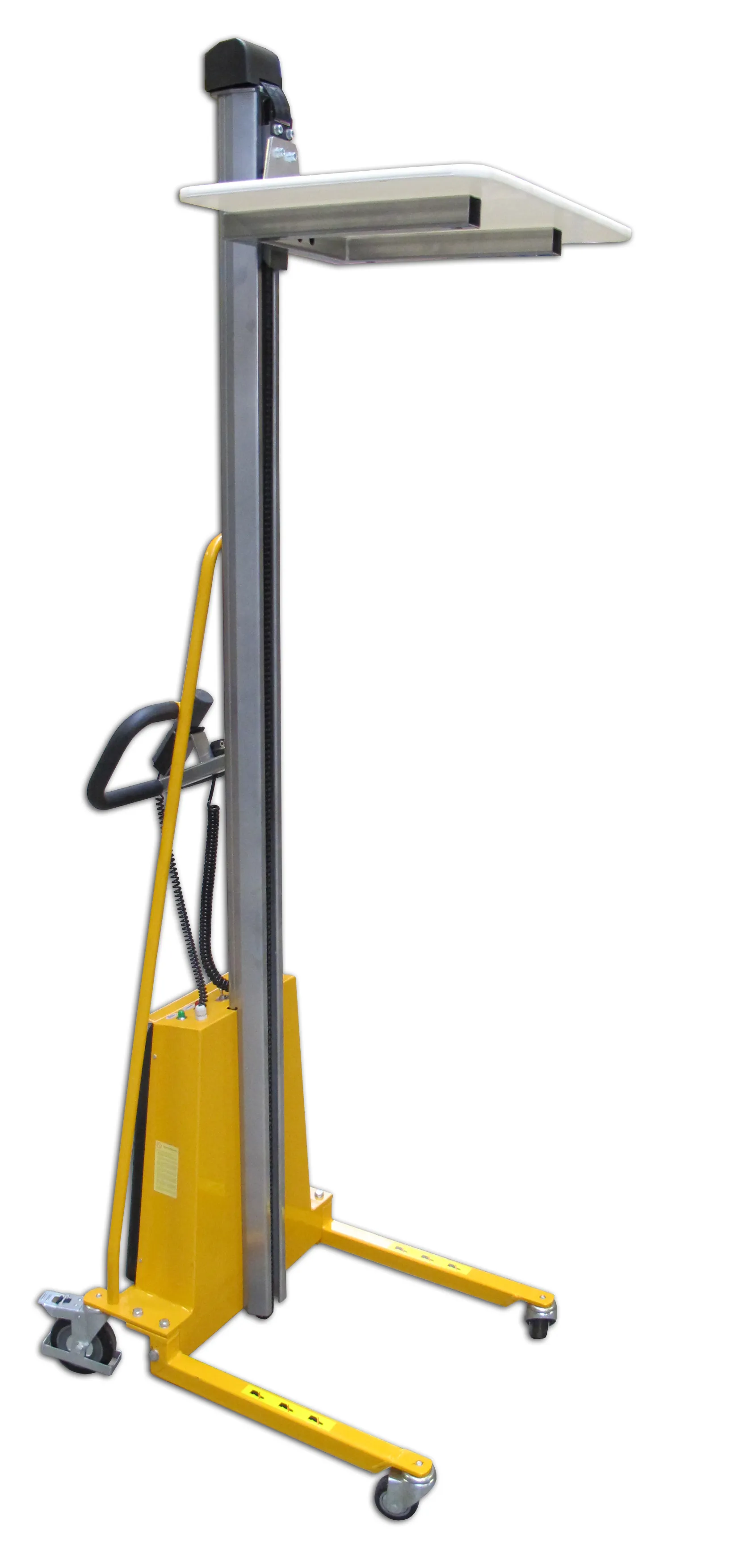 Produktbild des Minilifter ESM150S von qteck GmbH: Hebt bis 150 kg, ergonomisch, elektrisch, mit wartungsfreien Batterien und integriertem Ladeger?t. Ideal f?r Lager und Produktion.