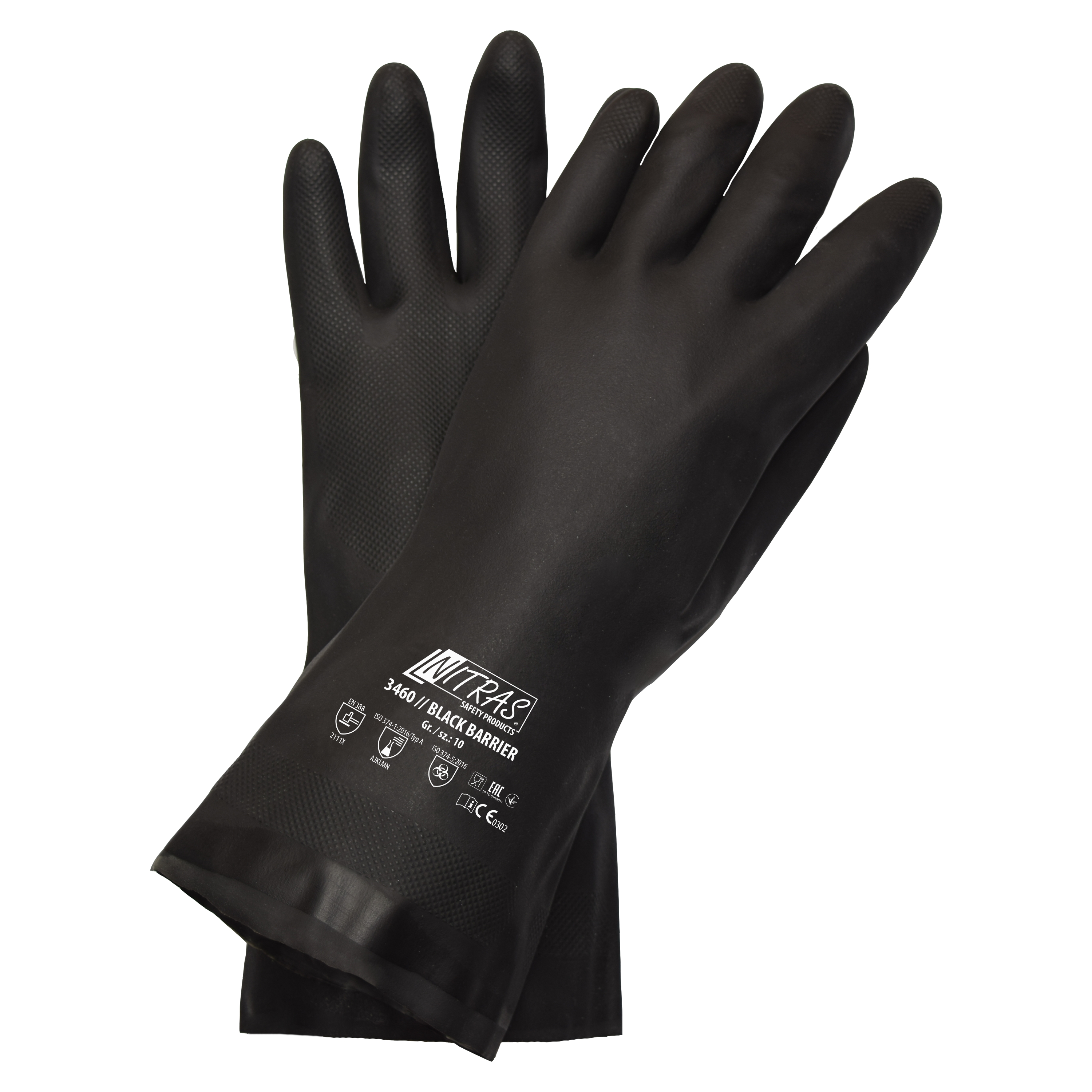 NITRAS BLACK BARRIER, Chemikalienschutzhandschuhe, schwarz, EN 388, EN ISO 374