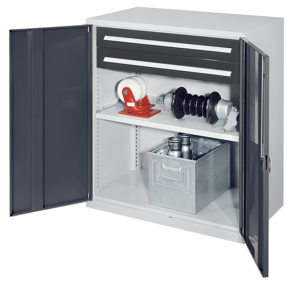 Der Schwerlast-Beistellschrank Modell 61 von Kappes Systeme GmbH bietet eine robuste Stahlkonstruktion, flexible Innenausstattung und hohe Belastbarkeit bis 1,65 Tonnen.