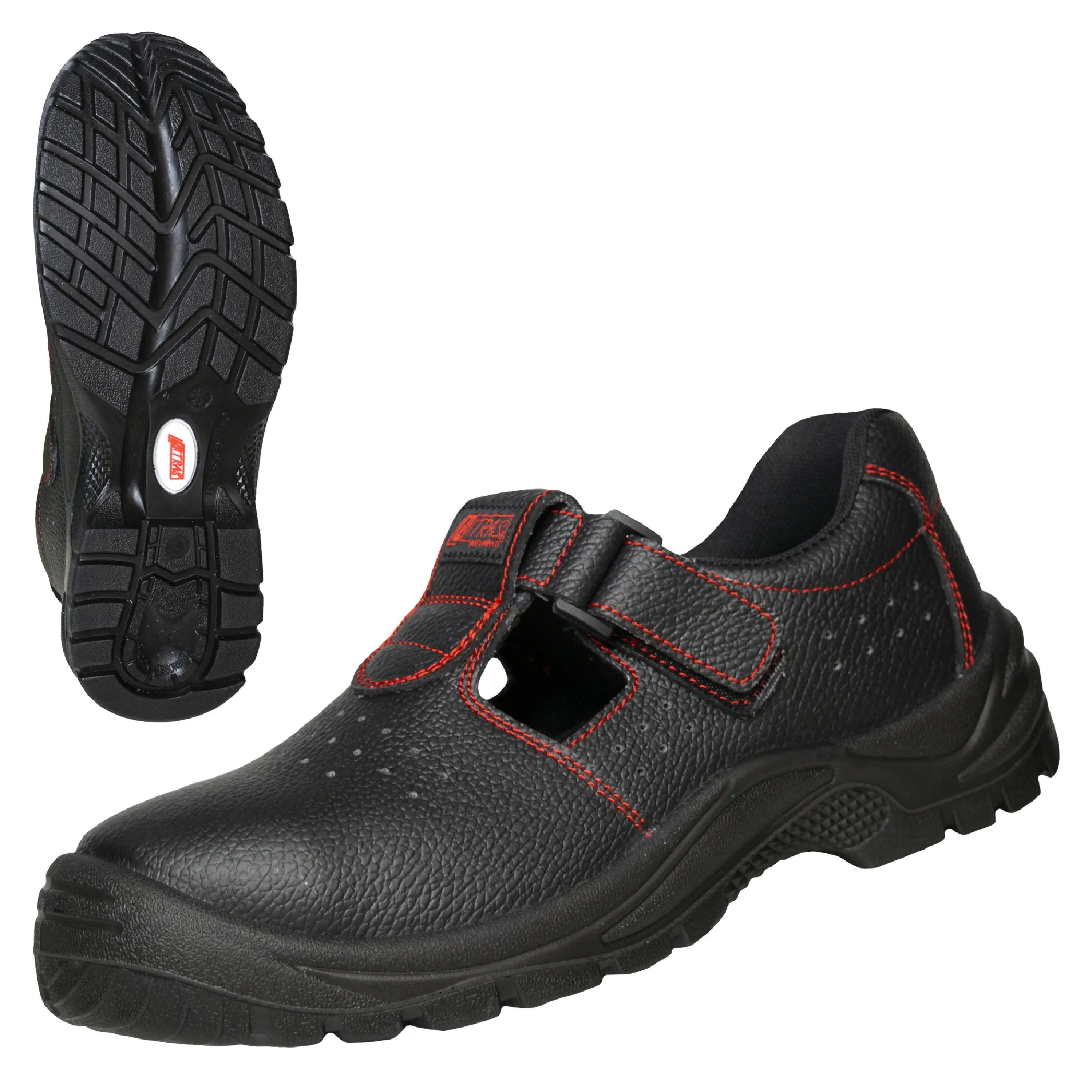 Die NITRAS BASIC STEP SA Sicherheitssandale in Schwarz bietet Schutz und Komfort mit robustem Vollleder, Stahlzehenkappe und rutschfester Sohle. Ideal f?r den Arbeitsalltag.