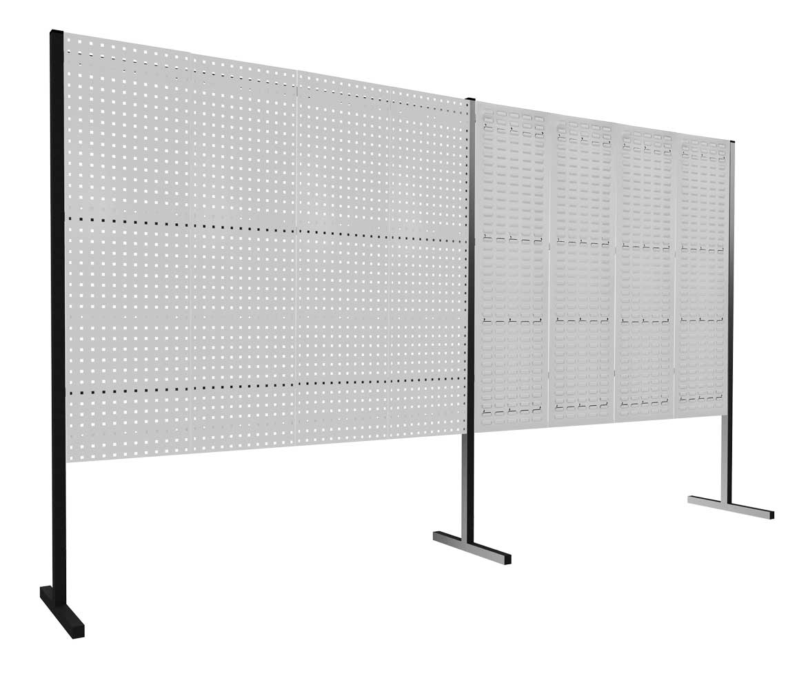Das ®RasterPlan Trennwand Doppelfeld 180° von Kappes Systeme GmbH ist 2000x2000 mm groß, 1500 mm hoch, in RAL 7035, ideal für flexible Raumtrennungen.