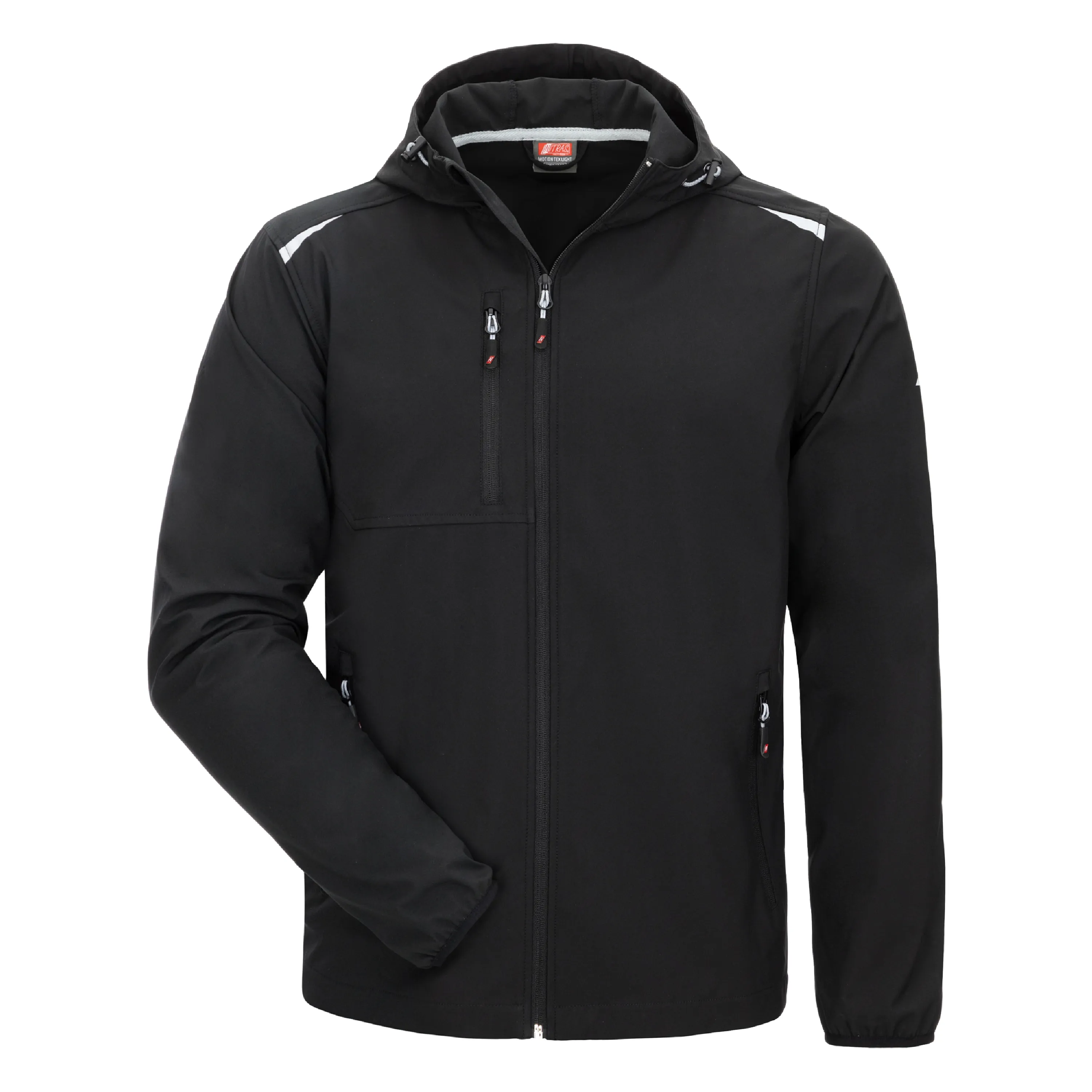 Der NITRAS MOTION TEX LIGHT Windbreaker in Schwarz bietet leichten Tragekomfort, ist wasser- und windabweisend und hat reflektierende Details f?r Sichtbarkeit.
