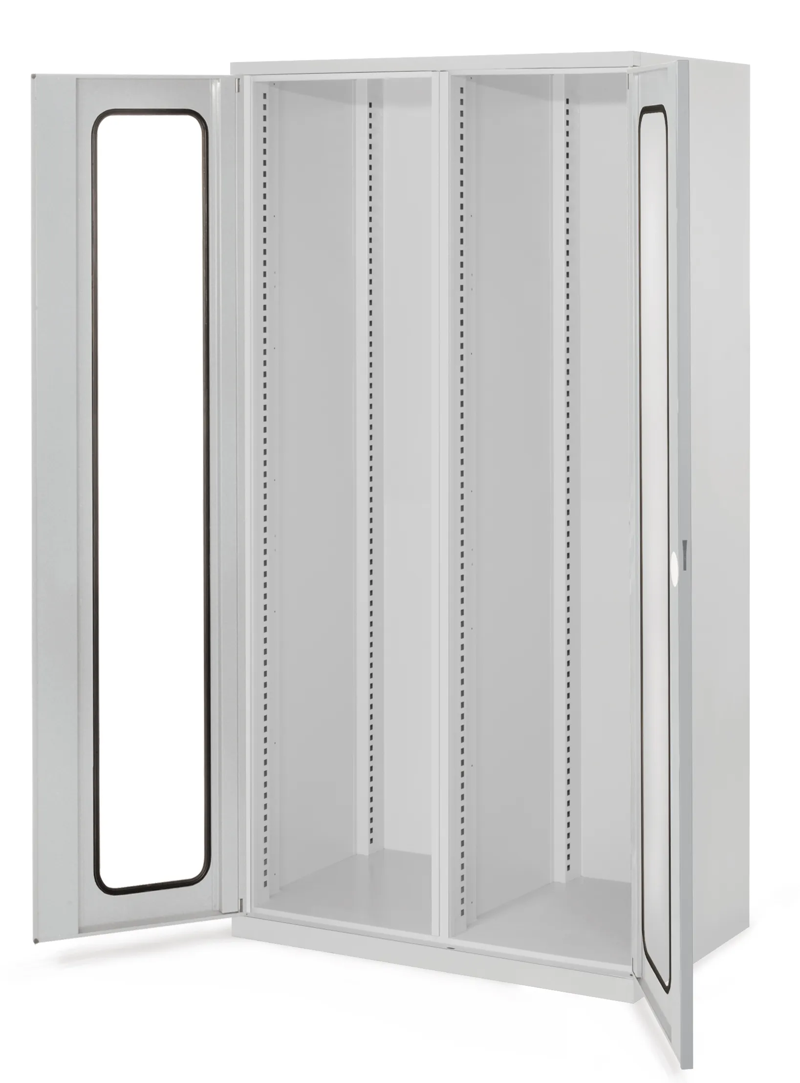 Schwerlastschrank von Kappes Systeme: Robuste Stahlkonstruktion mit Sichtfenstert?ren, 1950x1000x600 mm, lichtgrau, f?r sichere Lagerung schwerer Werkzeuge.