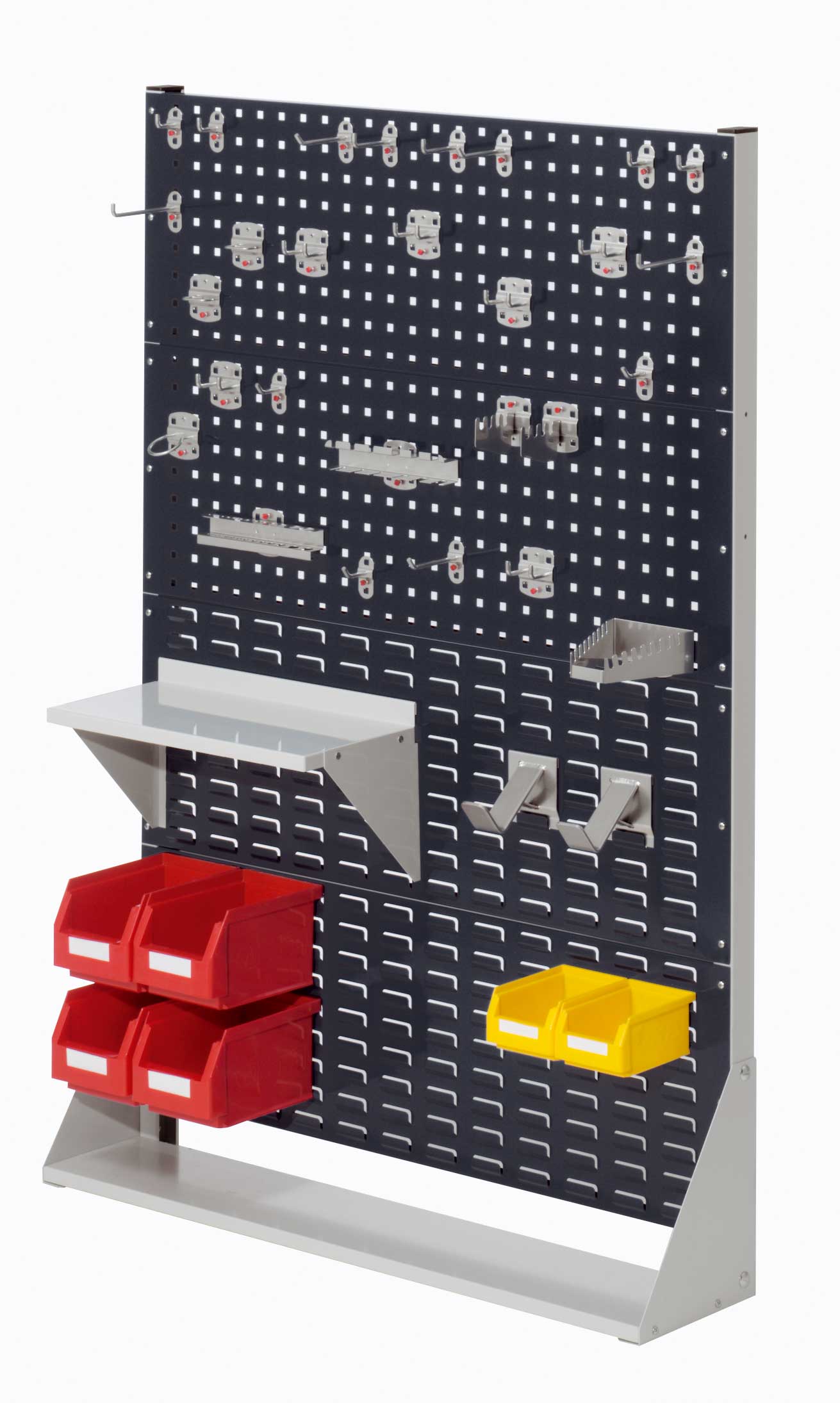 Die einseitige ®RasterPlan Stellwand Gr.4 von Kappes Systeme GmbH bietet mit 28 Werkzeughaltern und robustem Design flexible Organisation für industrielle Arbeitsplätze.