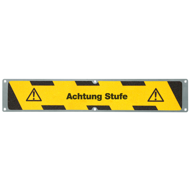 Antirutschplatte Aluminium m2 "Achtung Stufe" 114x635mm