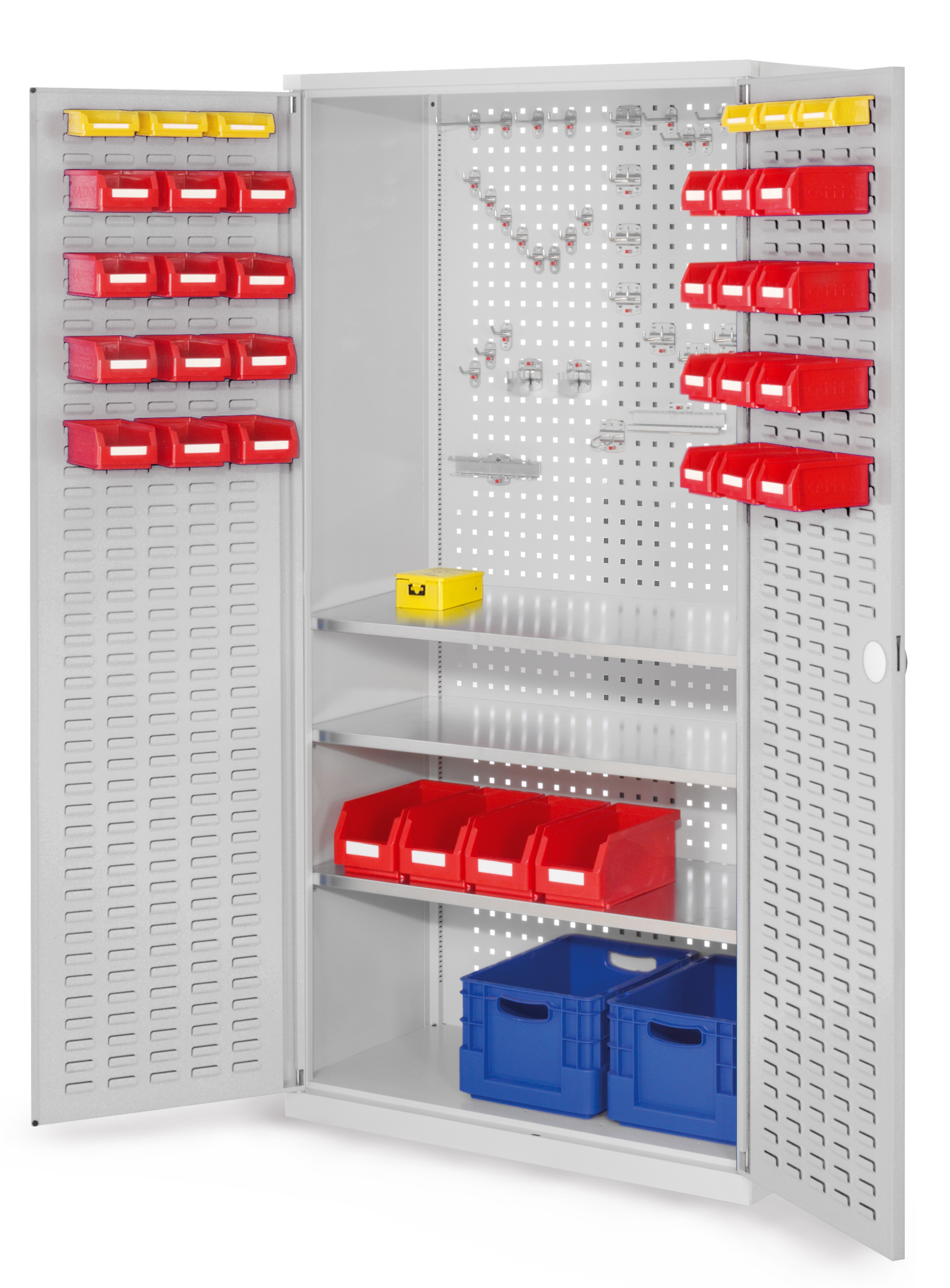Der RasterPlan Werkzeugschrank Modell 6 500 von Kappes Systeme bietet robuste Stahlkonstruktion, flexible Fachböden und sicheres Zylinderschloss für optimale Werkzeugaufbewahrung.