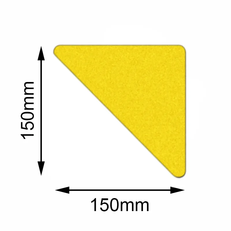 Bodenmarkierer Safety Gelb von Mehlhose: Dreieck, 150x150mm, 10er Set. Rei?fest, rutschhemmend, selbstklebend, ideal f?r sichere Bodenmarkierungen.