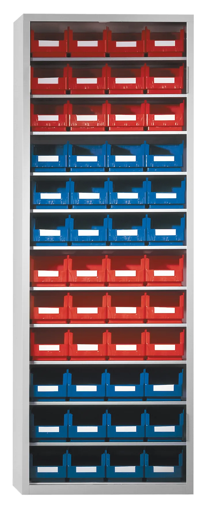Der Ordnungsschrank Modell 33 von Kappes Systeme GmbH in lichtgrau bietet mit 48 Lagersichtk?sten eine robuste und flexible L?sung zur ?bersichtlichen Aufbewahrung.