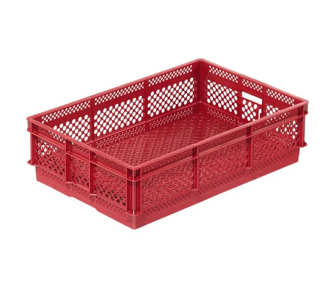 Der durchbrochene Eurobehälter von Bekuplast bietet mit 31 Litern Volumen und robustem HDPE-Material eine belüftete, langlebige Lösung für Lagerung und Transport.