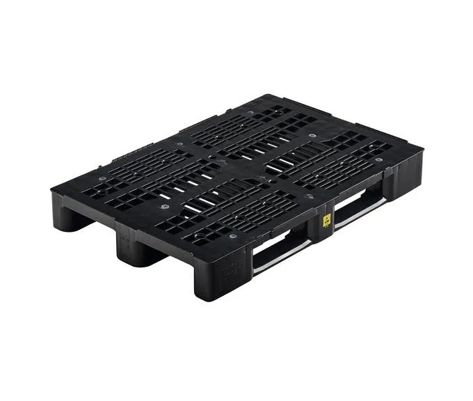 Bekuplast ESD-Kunststoffpalette: Robuste, schwarze Palette mit Antirutschkante, 1200x800x148 mm, 13,1 kg, ideal f?r ESD-Bereiche, tr?gt bis zu 3500 kg.