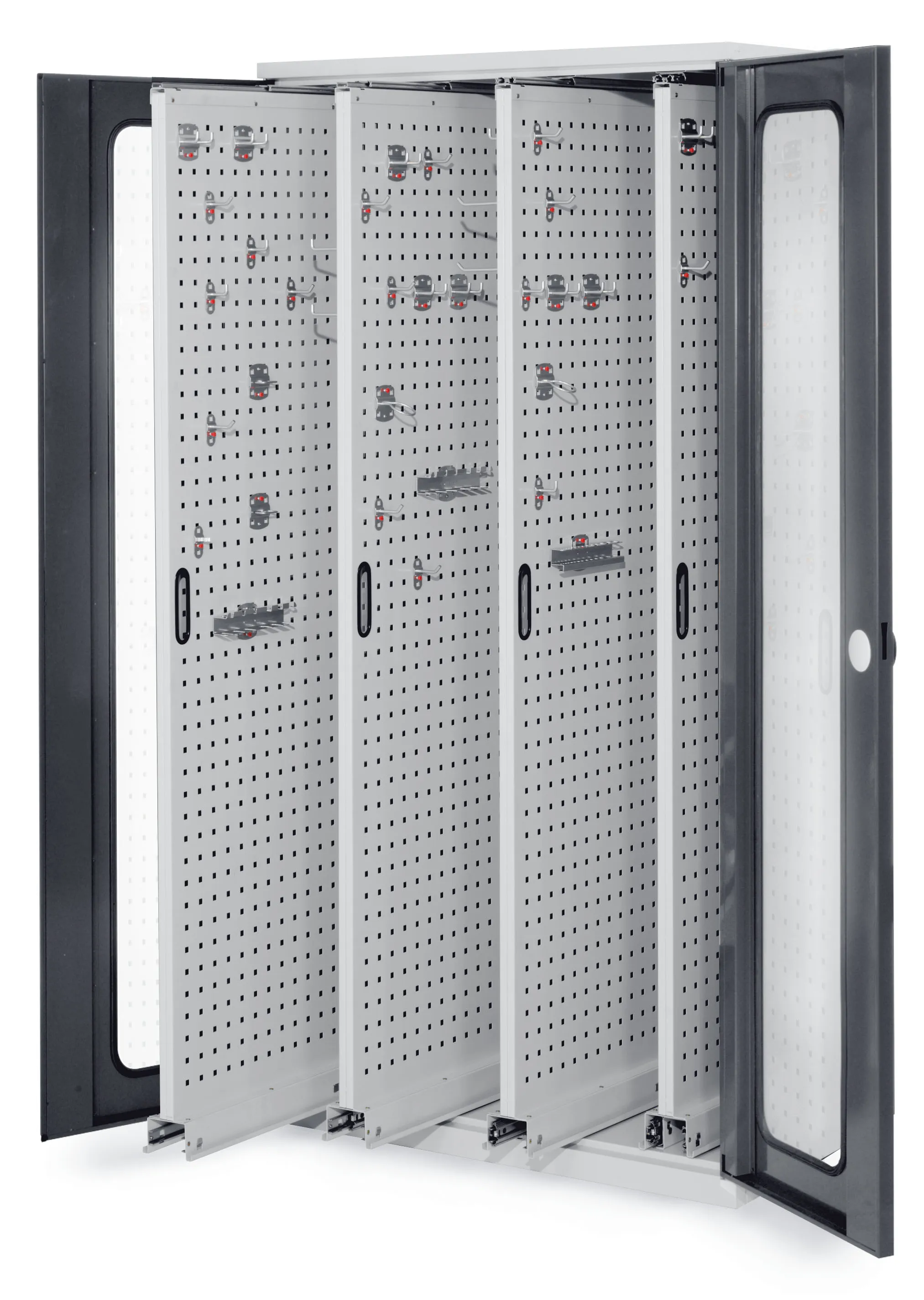 Produktbild des RasterPlan Vertikalschranks Modell 83 von Kappes Systeme GmbH: Robuster Stahlschrank mit Sichtfenstert?r, ideal zur Werkzeugorganisation. Ma?e: 1950x1000x600 mm.