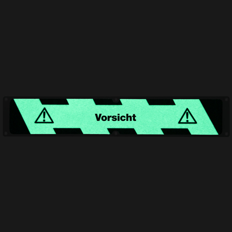 Antirutschplatte Aluminium m2 Nachleuchtend SG "Vorsicht" 114x635mm