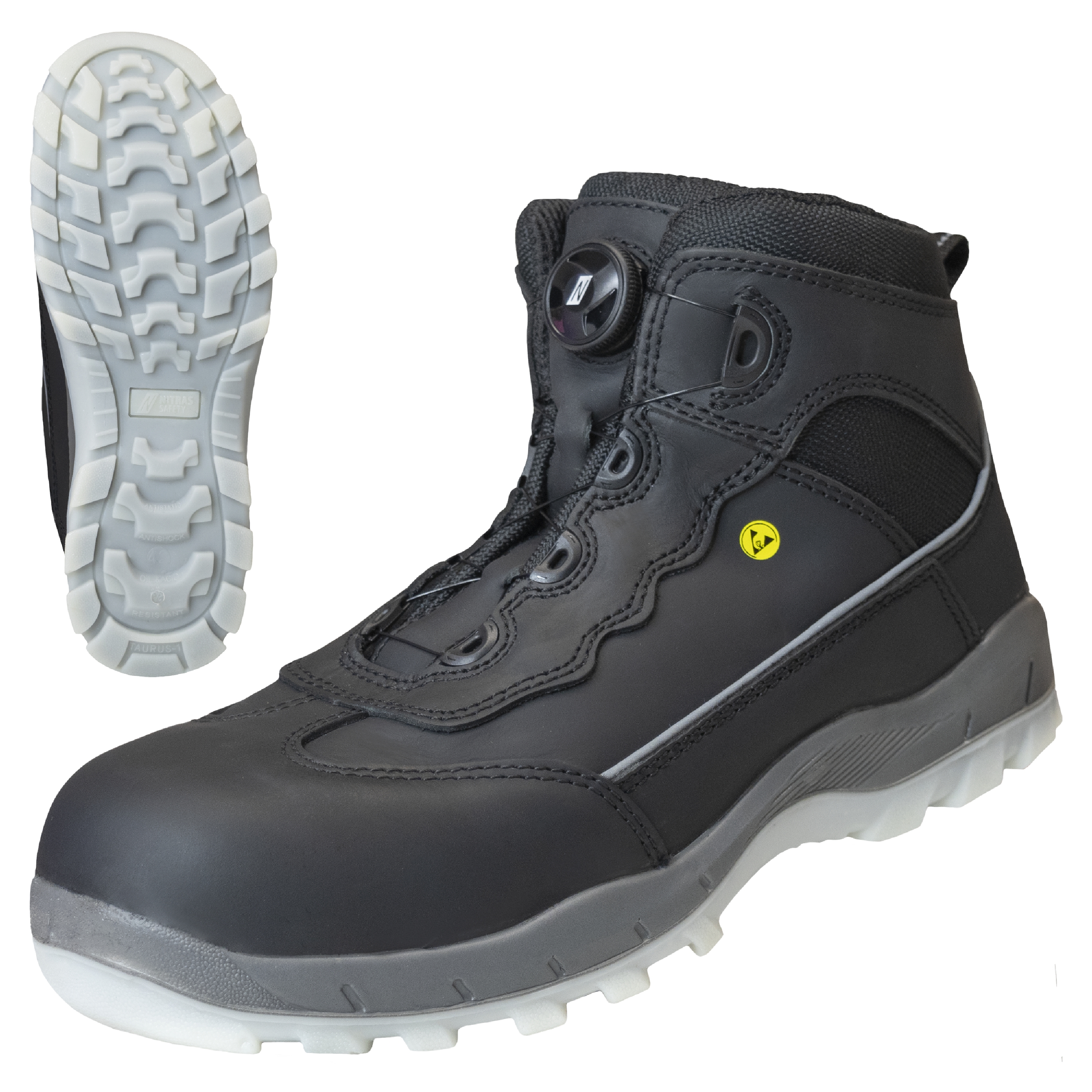 NITRAS SPORT STEP MID FIT, Sicherheitsstiefel, halbhoch, schwarz, EN ISO 20345, EN IEC 61340-4-3, DGUV Regel 112-191