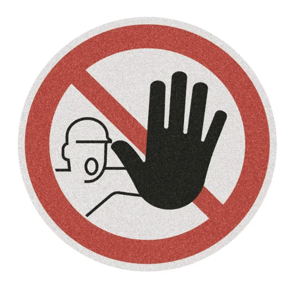 Der m2-Antirutschbelag von Mehlhose: Verformbarer Bodenmarkierer (400mm) mit "Unbefugte verboten"-Hinweis, R11 rutschfest, langlebig und flexibel.