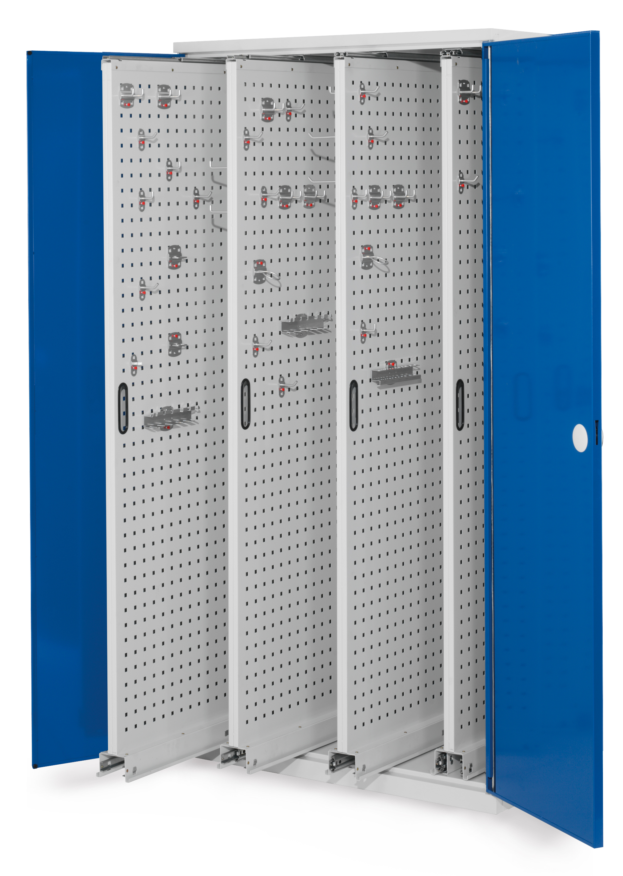Der RasterPlan Vertikalschrank Modell 83 von Kappes Systeme bietet platzsparende Werkzeugorganisation mit robustem Stahl, verstellbaren Fachböden und sicherem Zylinderschloss.