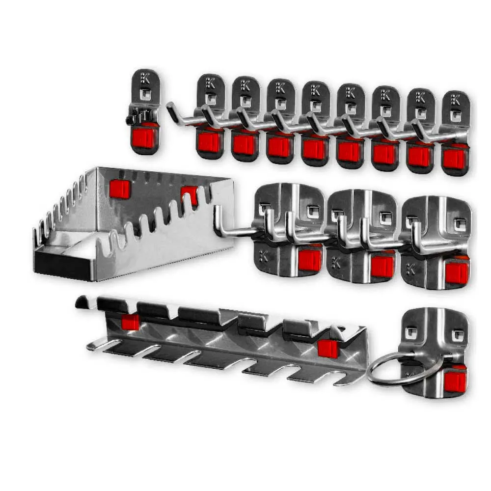 Das 15-teilige anthrazitgraue ?RasterPlan/ABAX Werkzeughalter-Sortiment von Kappes bietet werkzeuglose Montage und flexible Nutzung f?r Ihre Werkstatt.