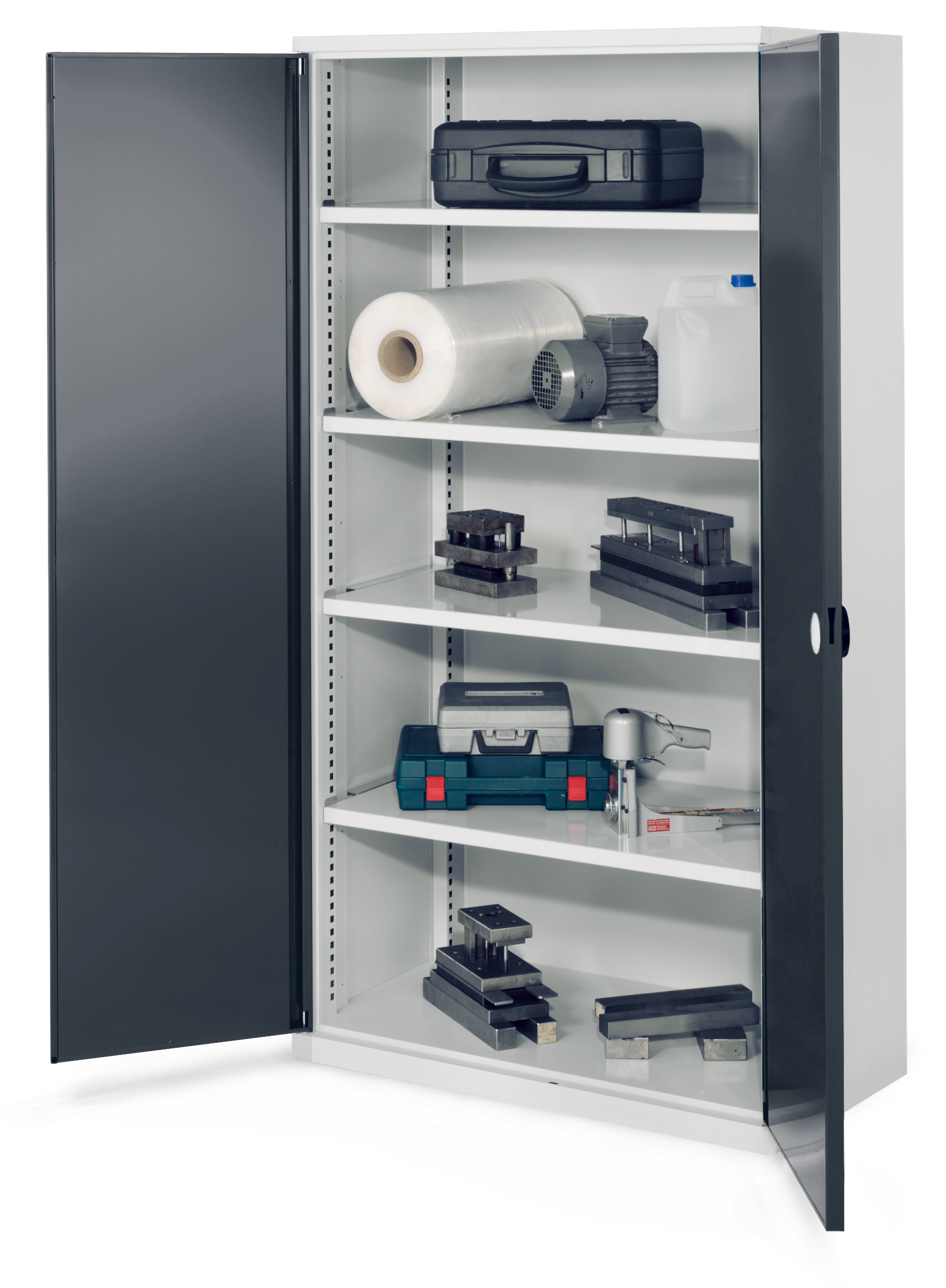 Der Schwerlastschrank Mod 41 von Kappes Systeme GmbH bietet mit seiner robusten Stahlkonstruktion und 1,65 Tonnen Tragkraft optimale Aufbewahrung für schwere Werkzeuge.