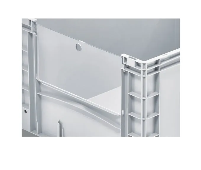 Produktbild zeigt transluzente PP-C Klappen von Bekuplast, ideal f?r Gro?beh?lter. Robuste, langlebige Qualit?t erm?glicht einfache Inhaltserkennung und effiziente Lagerung.