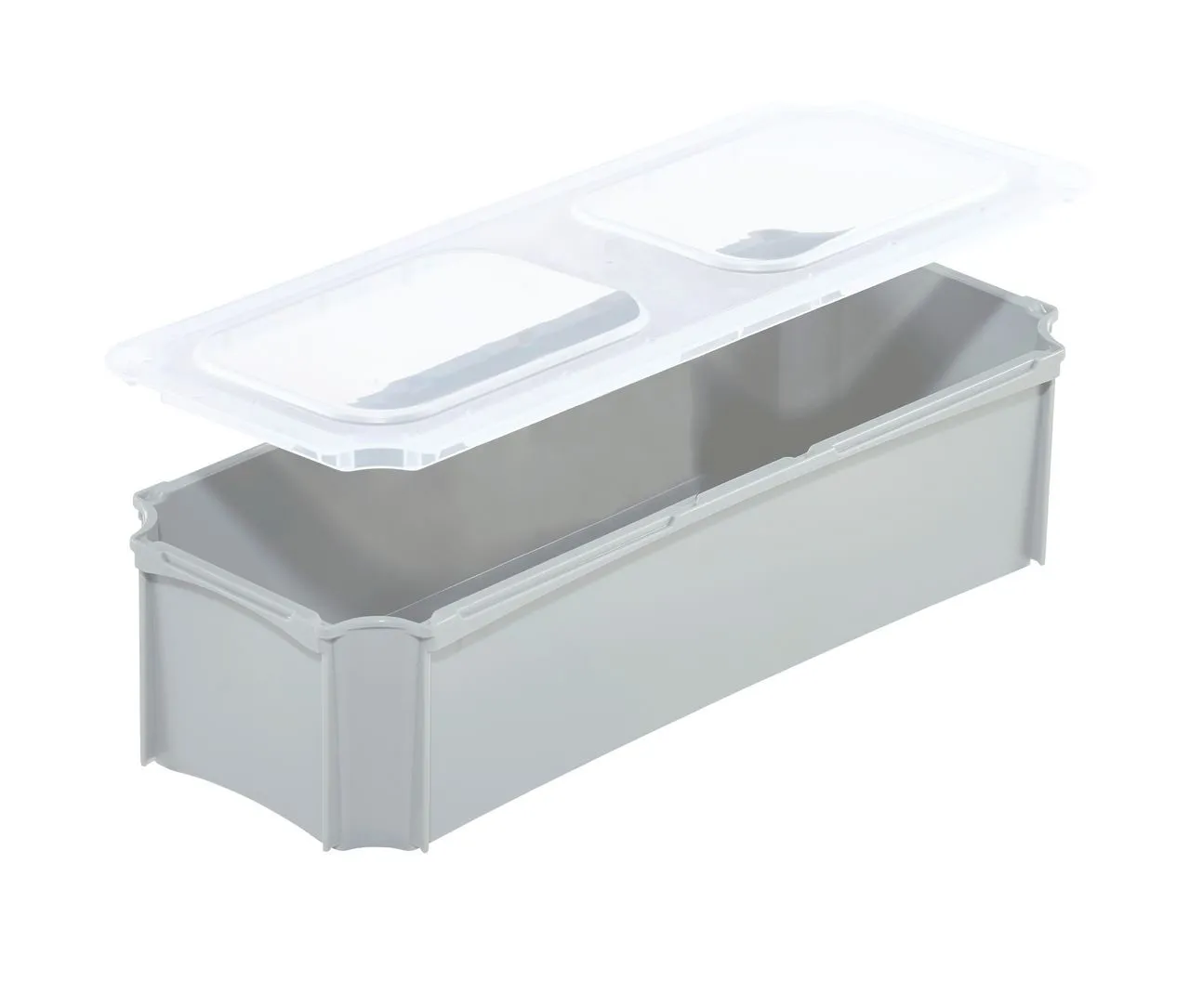 Transparenter Deckel f?r Einsatzbeh?lter der basicline Serie von Bekuplast, 356 x 138 mm, aus robustem PP-C, leicht und sicher, sch?tzt und organisiert Kleinteile.