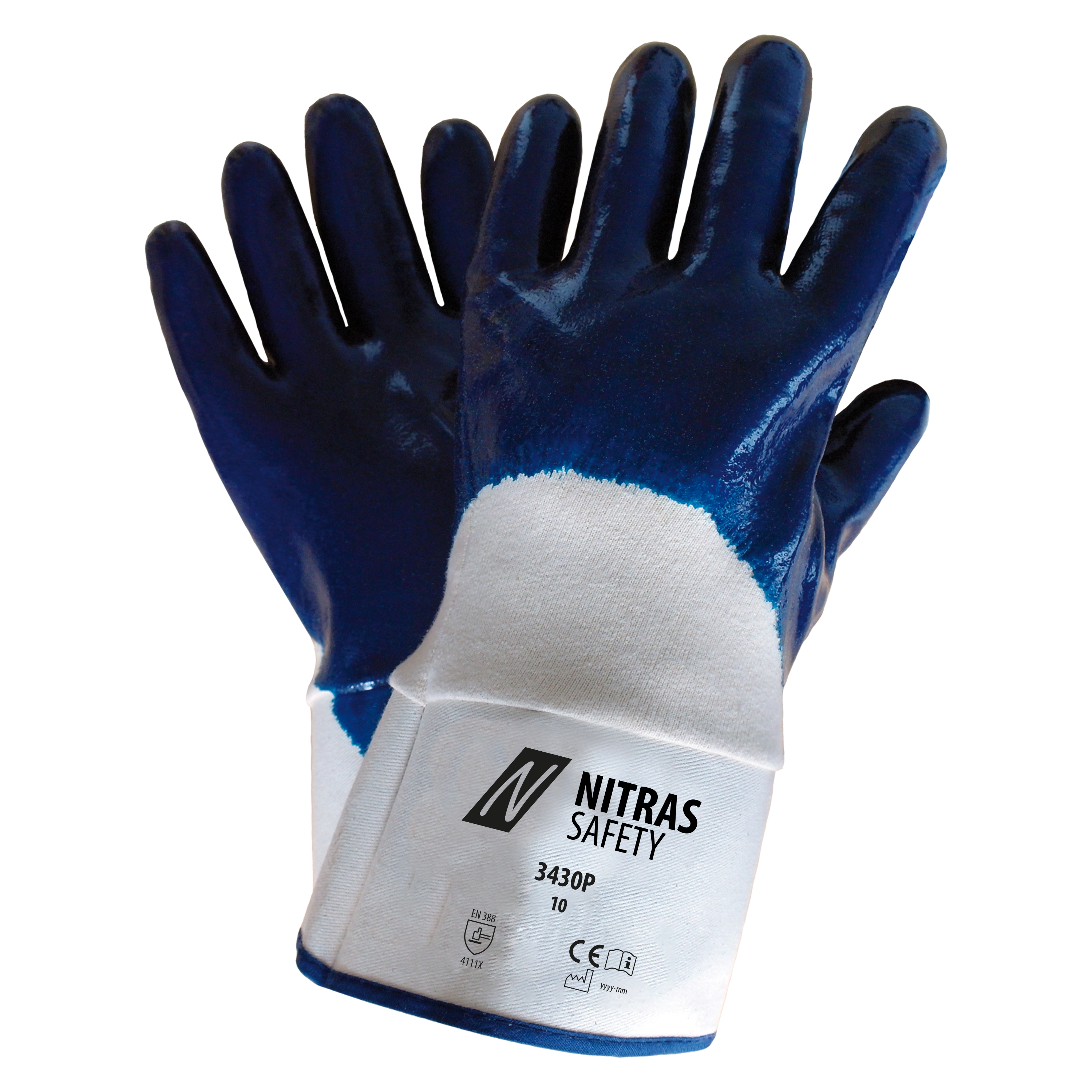 NITRAS Premium-Nitrilhandschuhe, weiß / blau, EN 388