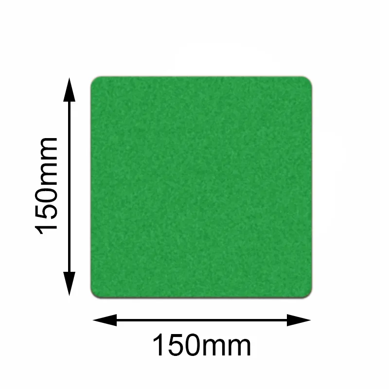 Bodenmarkierer Safety Gr?n von Mehlhose: Quadratisch, 150x150mm, rutschhemmend, selbstklebend, ideal f?r industrielle Umgebungen, 10 St?ck pro Packung.