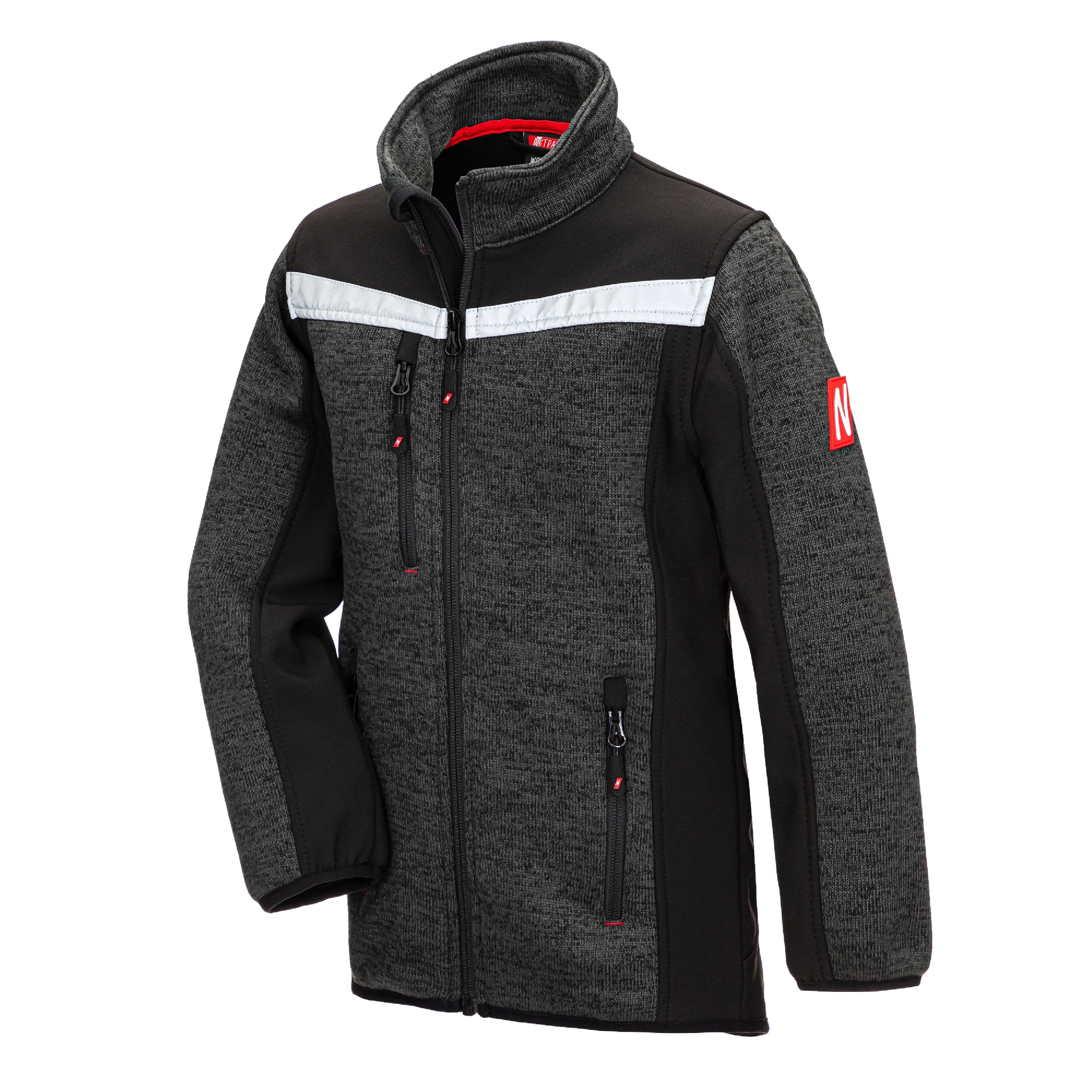 Die NITRAS MOTION TEX KIDS Strick-Softshelljacke in Schwarz bietet Kindern atmungsaktiven Komfort, sportliches Design und erh?hte Sichtbarkeit f?r Abenteuer.