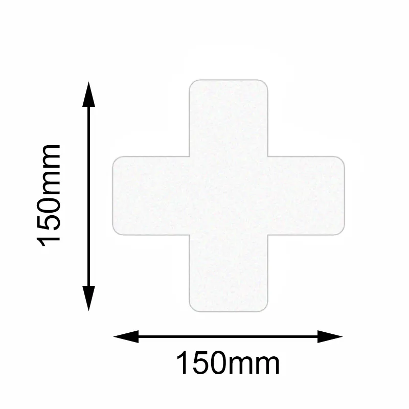 Produktbild zeigt wei?e Bodenmarkierer Safety von Mehlhose Antirutschprodukte GmbH, 150x150mm, robust, rutschhemmend, selbstklebend, ideal f?r Innenbereiche.