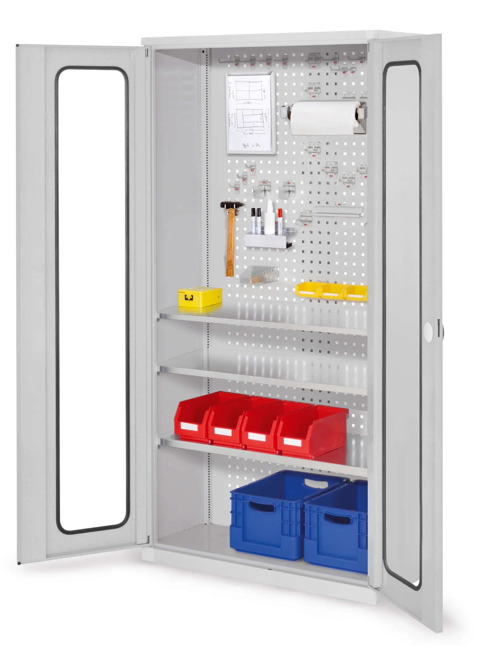 Der ®RasterPlan Werkzeugschrank Modell 6 410 von Kappes Systeme bietet robuste, sichere Aufbewahrung mit flexibler Innenausstattung und langlebiger Stahlkonstruktion.