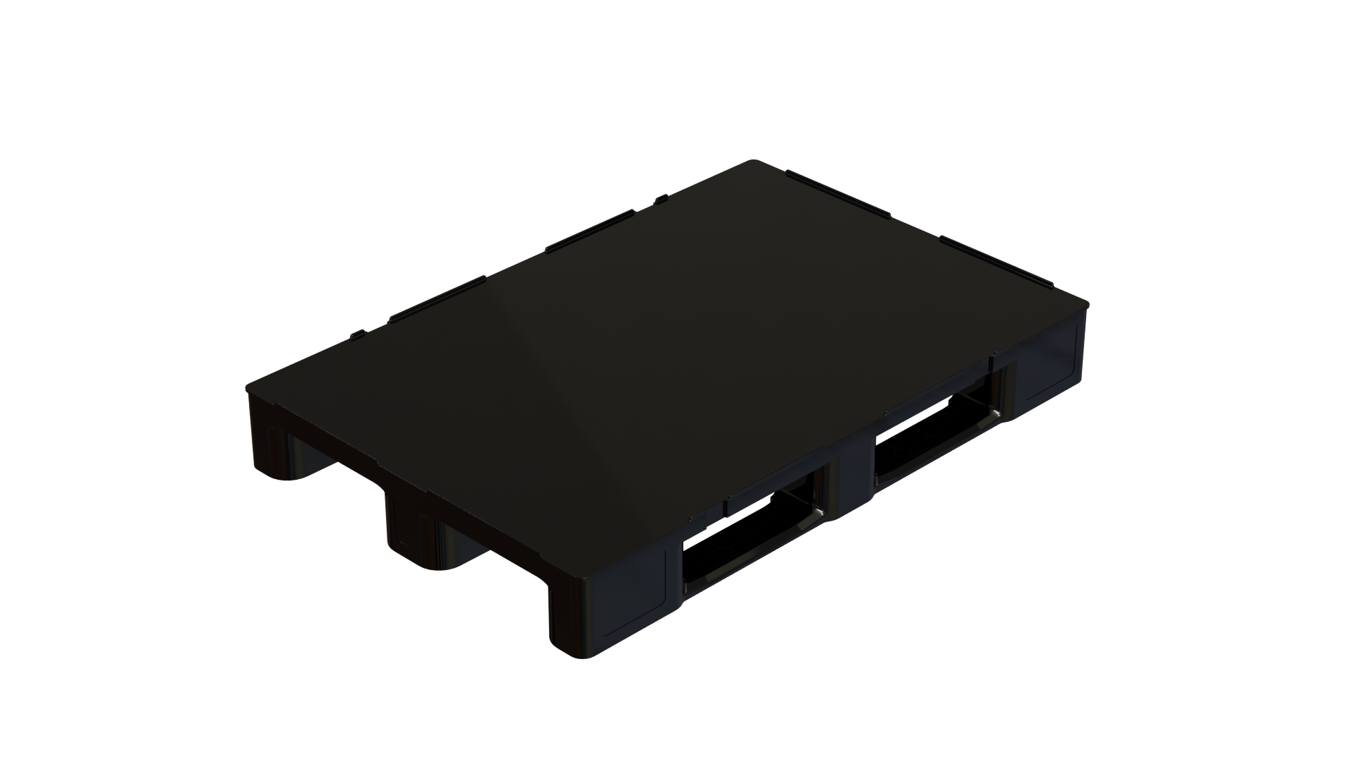 Kunststoffpaletten medium 1200x800x148 mm, 1208 M basic+ 3RCR, 3 Kufen, Farbe schwarz mit Antirutschkante