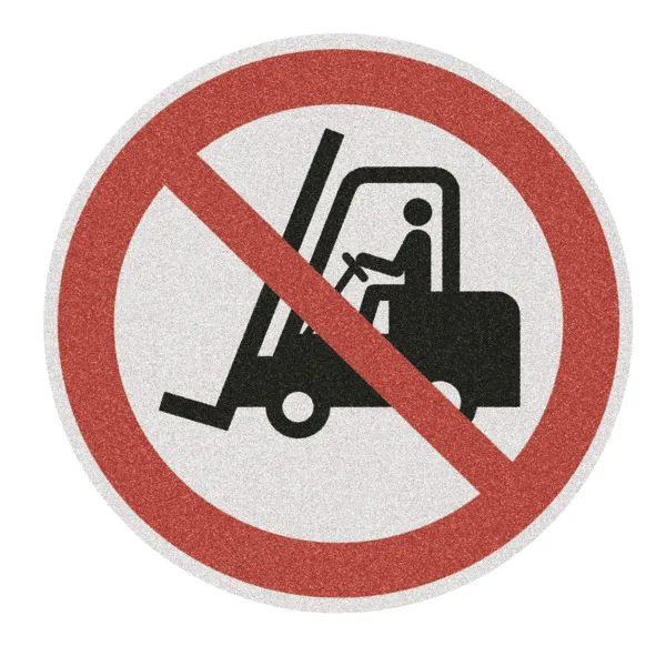 Der m2-Antirutschbelag von Mehlhose: Verformbarer, rutschfester Bodenmarkierer (R11) mit "Stapler verboten"-Hinweis, 400mm Durchmesser, f?r mehr Sicherheit.