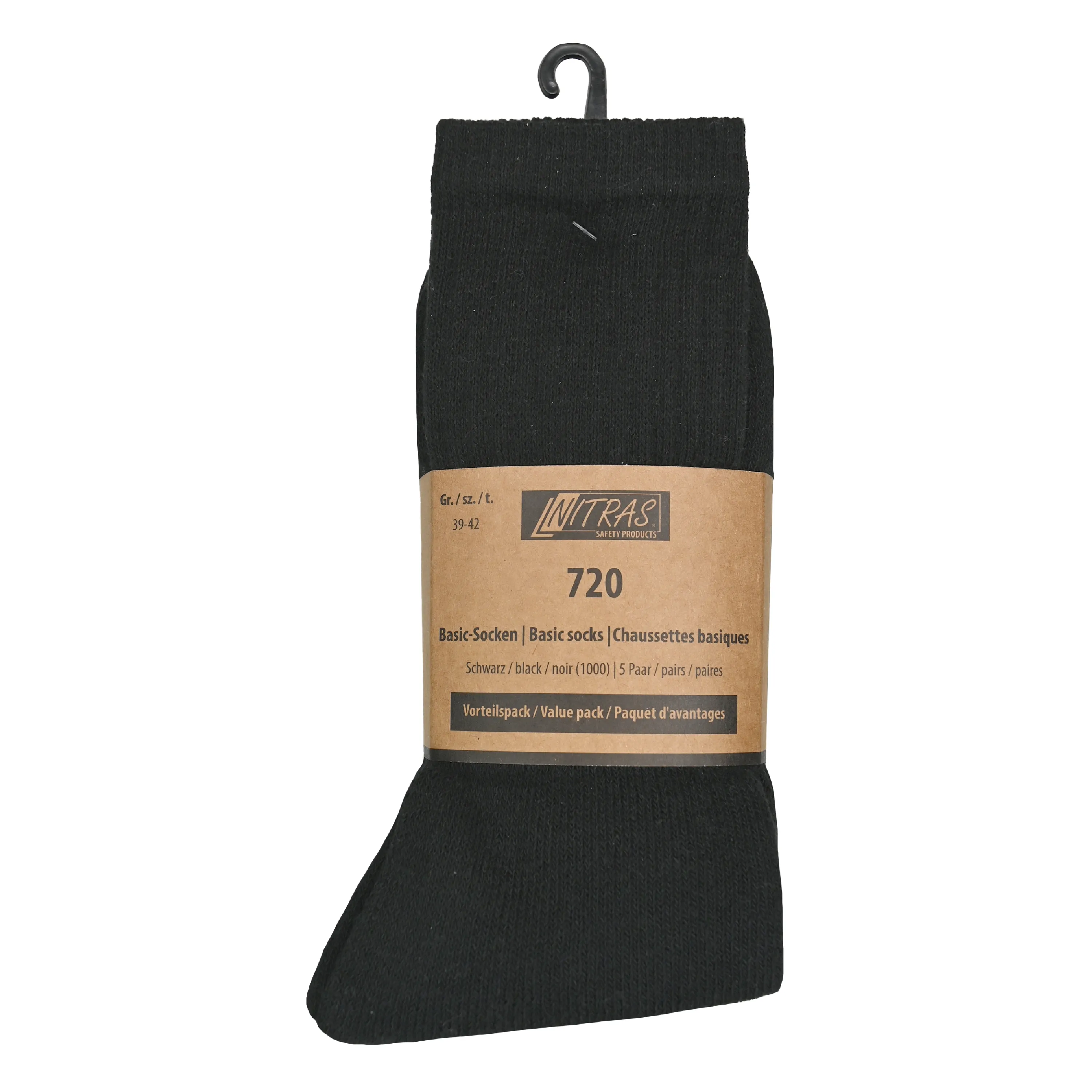 Schwarze NITRAS Basic-Socken bieten optimalen Tragekomfort und perfekten Sitz dank elastischem Bund. Ideal f?r den Alltag, in Gr??en 35/38 bis 47/50 erh?ltlich.