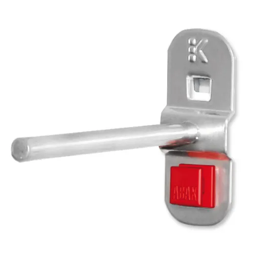 Der ABAX® Werkzeughalter von Kappes: 100 mm langer, alufarbener Halter für werkzeuglose, schnelle Montage und sichere Fixierung im ®RasterPlan System.