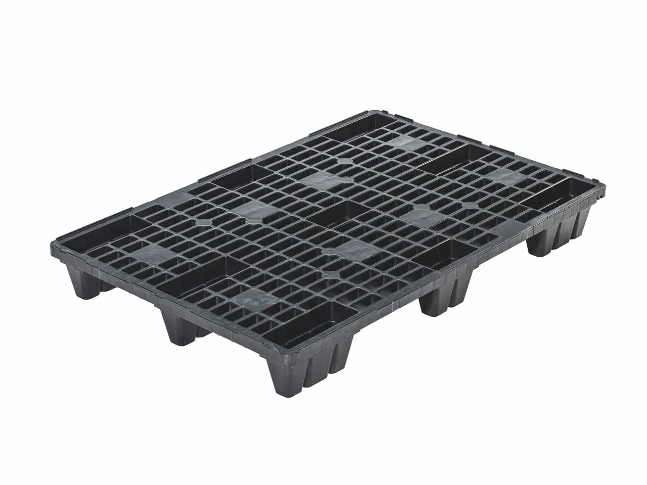 Produktbild der Kunststoffpalette Light 1208 L basic 9FOR von Bekuplast, 1200 x 800 x 140 mm, nestbar mit 9 F??en, aus robustem Polyolefin, ideal f?r Lagerung.