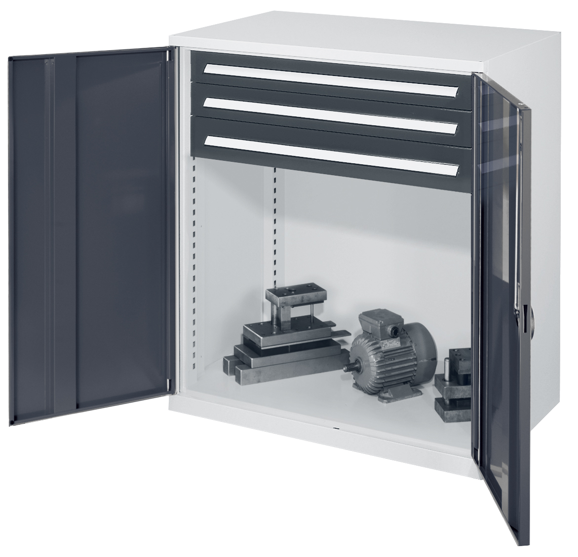 Der Schwerlast-Beistellschrank Modell 65 von Kappes Systeme GmbH kombiniert robuste Stahlkonstruktion mit vielseitigen Lageroptionen und bietet hohe Belastbarkeit bis 1,65 Tonnen.