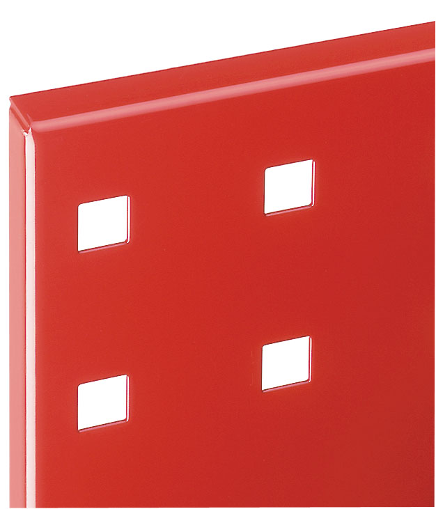 Produktbild der ®RasterPlan Lochplatte in Verkehrsrot, 2000x450 mm. Vielseitig einsetzbar für effiziente Werkzeugorganisation. Robust und kompatibel mit Schlitzplatten.
