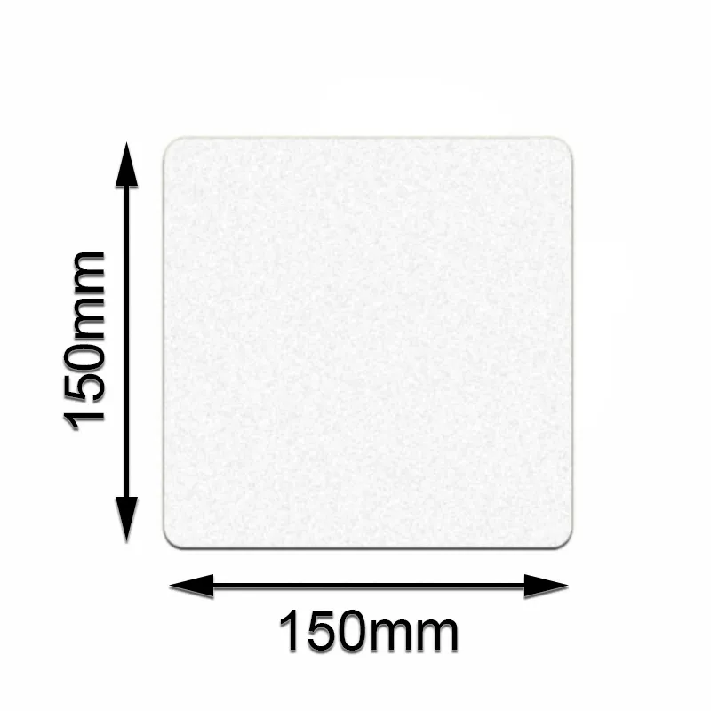 Produktbild zeigt den wei?en Bodenmarkierer Safety von Mehlhose Antirutschprodukte GmbH, 150x150mm, 10er Pack, robust, selbstklebend, rutschhemmend.