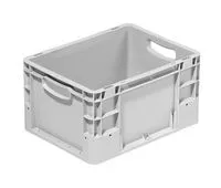 Der silverline-Behälter von Bekuplast ist ein grauer, robuster Aufbewahrungsbehälter mit offenem Handgriff, glattem Boden und geschlossenen Seiten, ideal für vielseitigen Einsatz.