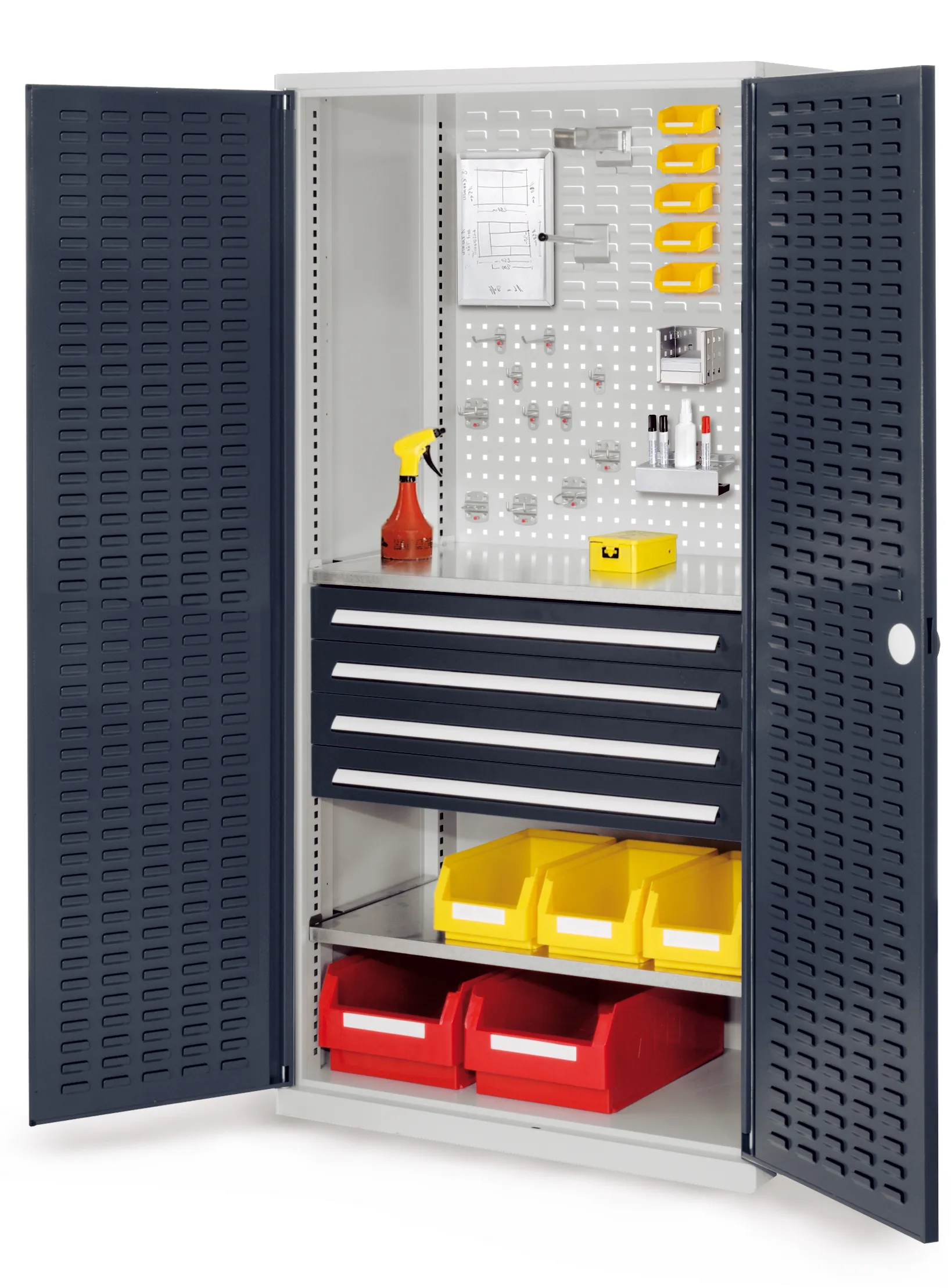Der RasterPlan Schubladenschrank Modell 23 von Kappes Systeme bietet robuste Lagerung mit anpassbaren Schubladen und ergonomischem Design f?r Werkzeuge und Materialien.