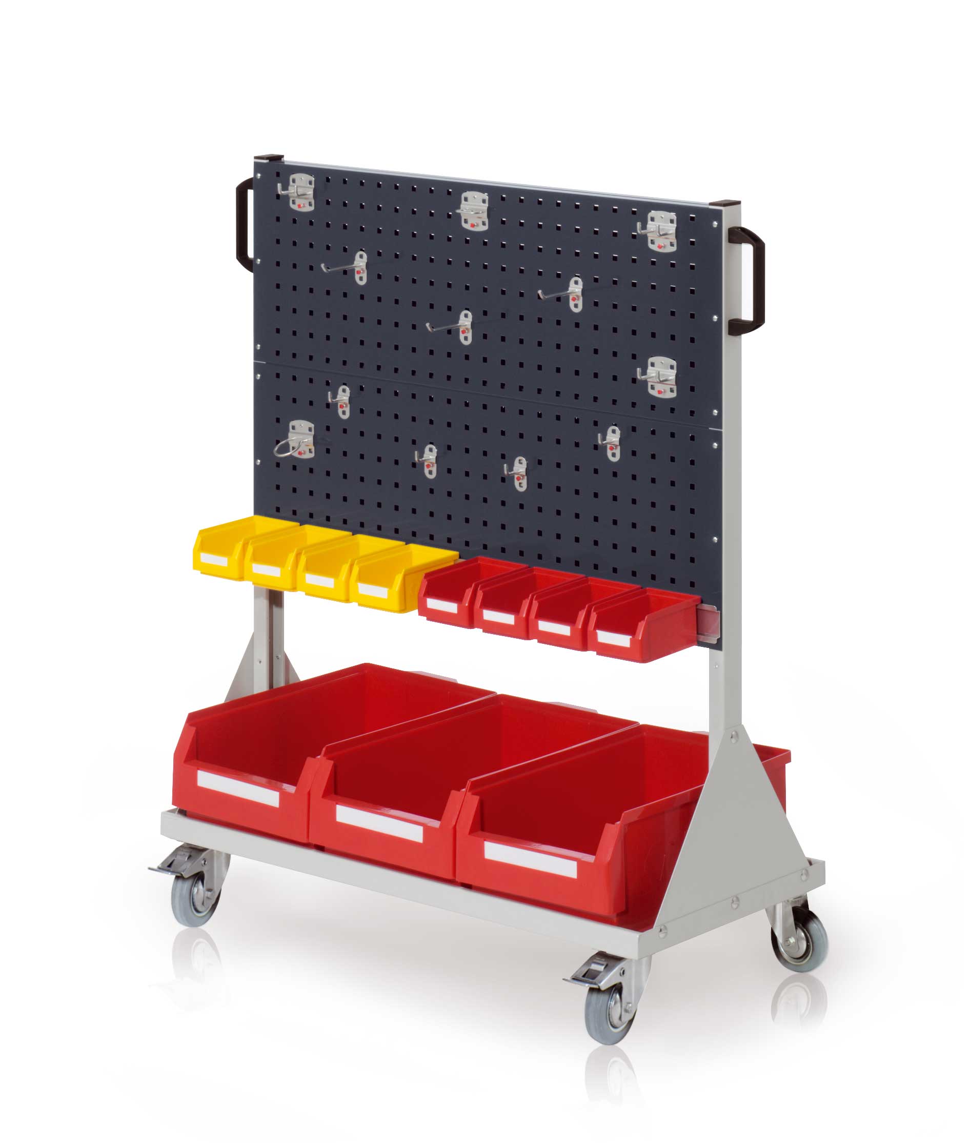 Das RasterMobil Gr. 3 von Kappes Systeme ist ein rollbares Lager- und Werkzeugsystem mit modularer Bauweise, ergonomischen Griffen und robusten Rollen.