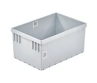 Der Bekuplast Drehstapelbehälter aus robustem PP-C, 650x450x300 mm, bietet geschlossene Seiten und Sandwichboden für Stabilität und platzsparende Lagerung.