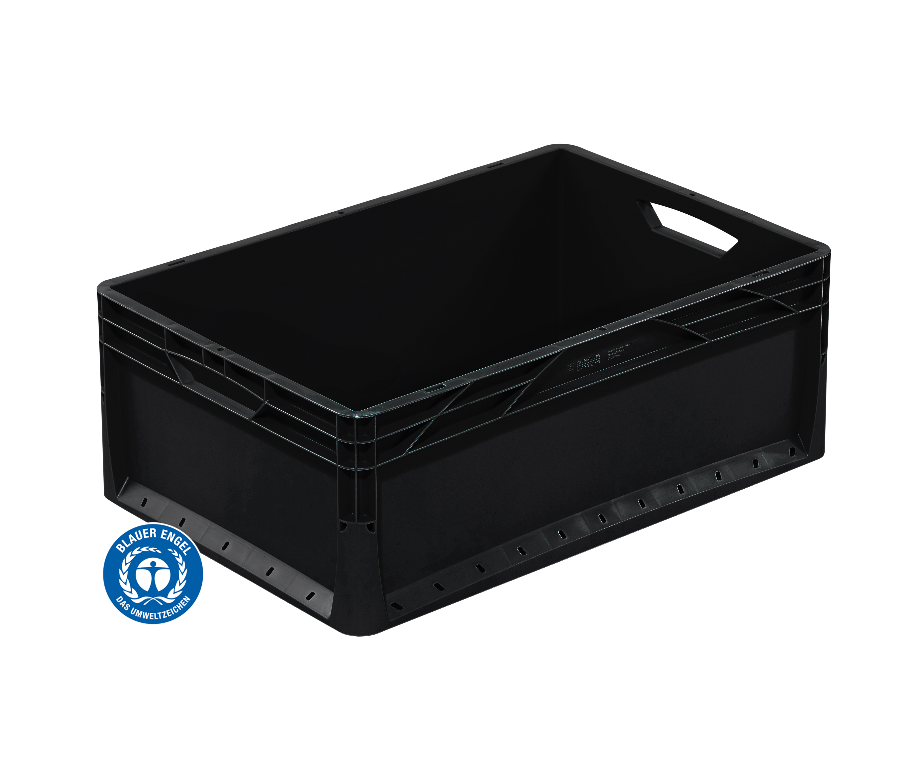 Behälter lightline geschlossen "Der Blaue Engel", offener Griff, 600x400x220 mm, Farbe schwarz Behälter lightline geschlossen "Der Blaue Engel", offener Griff, 600x400x220 mm, Farbe schwarz