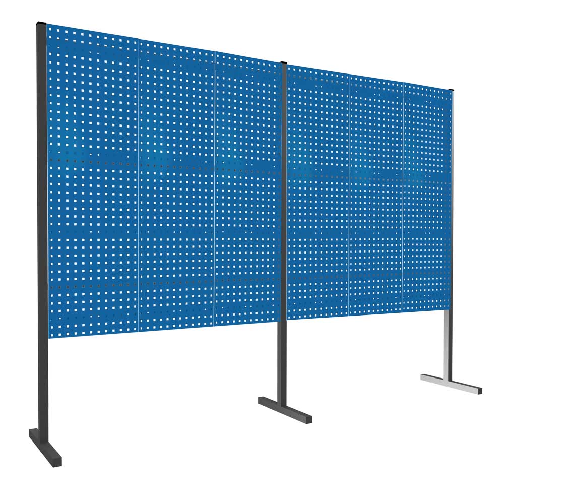 Produktbild der ®RasterPlan Trennwand Doppelfeld 180° von Kappes Systeme GmbH: Flexibles, robustes Trennwandsystem in RAL 5010 mit 6 Lochplatten.