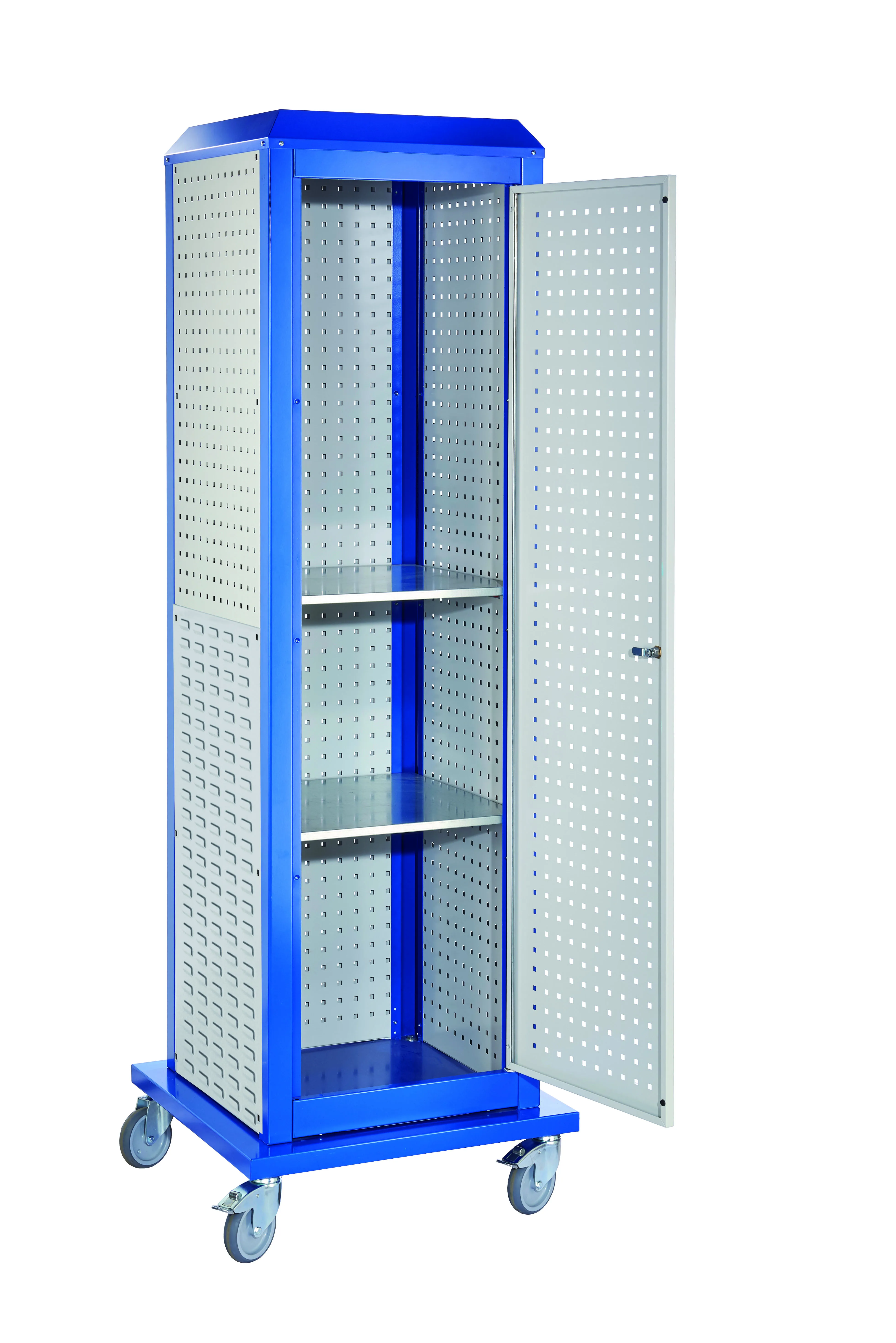 Der ?RasterPlan ToolTower gro? Mod 36 mobil von Kappes Systeme bietet flexible, robuste Werkzeuglagerung mit konfigurierbaren Haltern und mobiler Einsatzm?glichkeit.