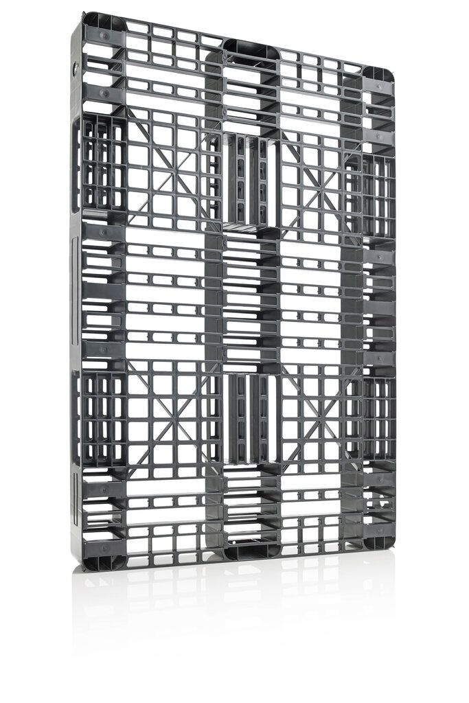 Kunststoff Europaletten SL1 1200 x 800 x 120 mm, HDPE G basaltgrau 7mm – Ansicht 3