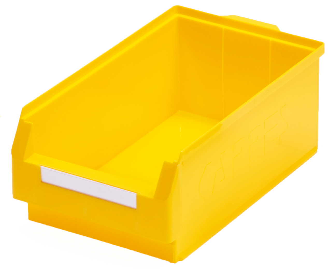 Der gelbe ®RasterPlan Lagersichtkasten Gr. 2 von Kappes Systeme bietet robuste, vielseitige Aufbewahrungslösungen mit ergonomischen Griffen und ist lebensmittelecht.