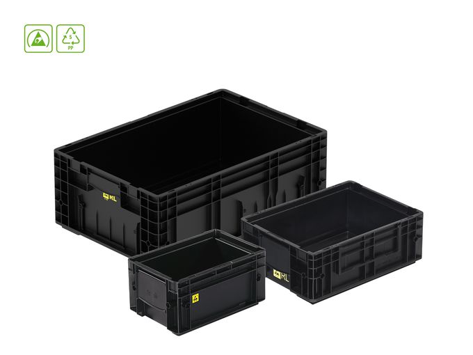 ESD-Behälter VDA-RL-KLT – VDA 4504 konforme ESD-Schutzbehälter für Elektronik und Automobilindustrie